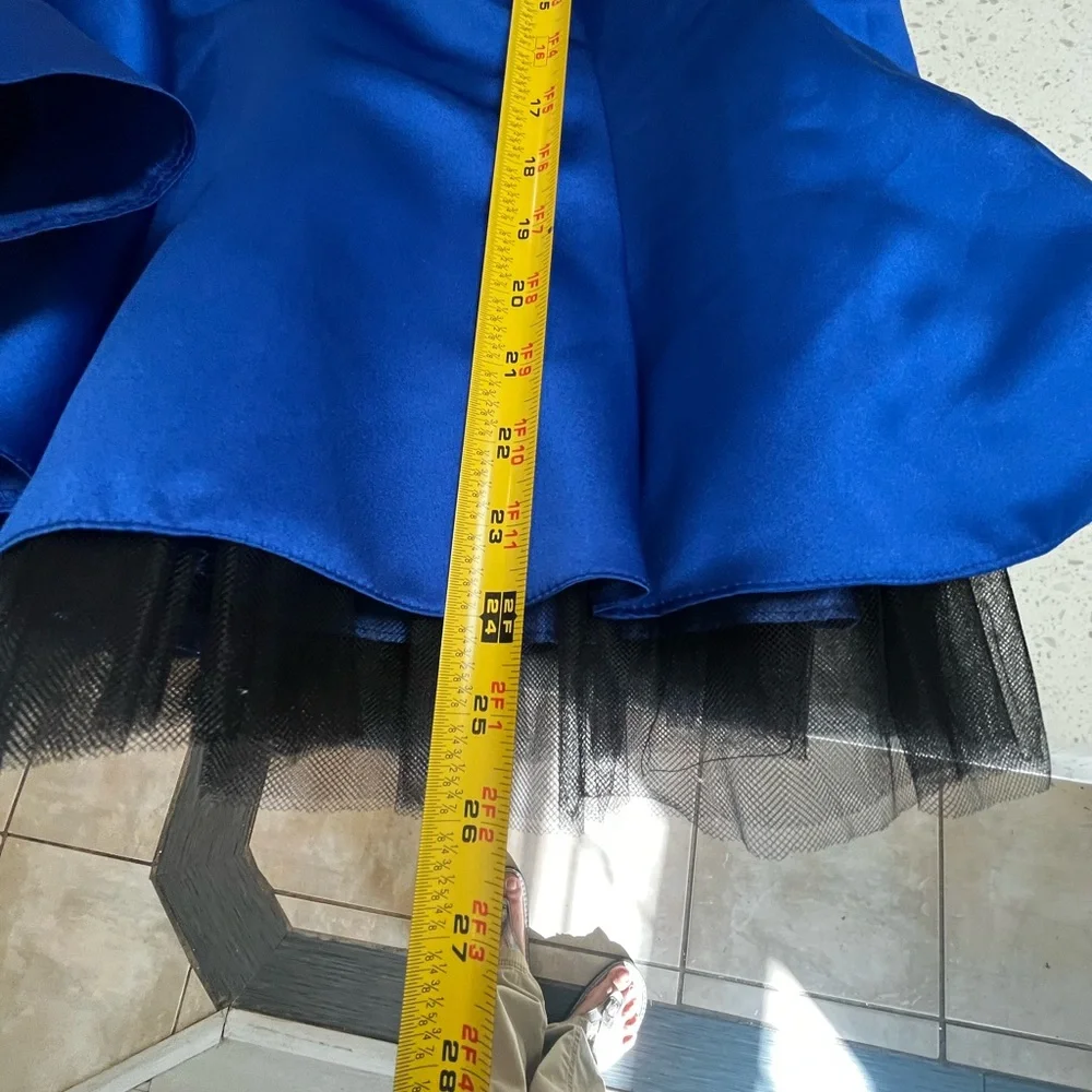 Hannah Blue Strapless Dress with‎ Black Bow